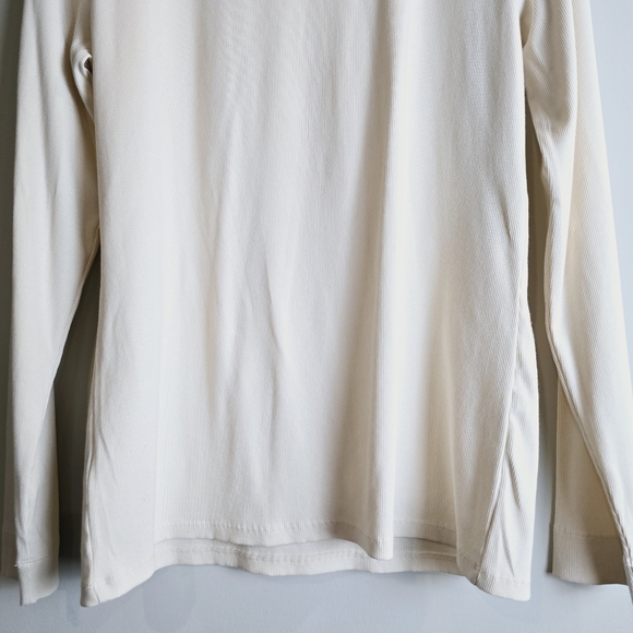 Lauren Ralph Lauren Cream Ribbed Long Sleeve Top w/Zipper Details Sz XL.C59 - Picture 2 of 12